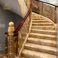 Luxuriöses Geschnitztes Aluminium-Messing-Geländer Modernes Design Bodenmontiert für Treppen und Balkon Balustrade