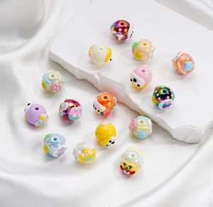 Cuentas acrílicas pintadas a mano con agujeros rectos, materiales artesanales, pulseras, cadenas para teléfonos móviles, accesorios, fabricación de joyas - Product Image 2