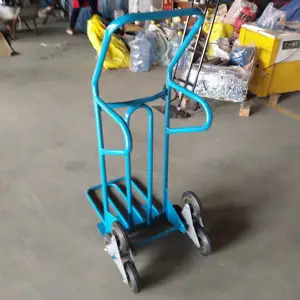 Solid rubber stair climbing wheels for six wheel hand trolley truck