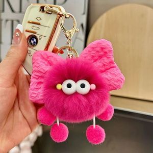 Porte-clés en peluche boule de charbon mignonne de haute qualité avec nœud, vente en gros, porte-clés en peluche moelleux avec pompon, jouets pour enfants, fournisseur de cadeaux - Product Image 5