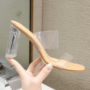 <span class=keywords><strong>Sandali</strong></span> Jelly Eleganti e Sensuali Antiscivolo per Donna, con Doppio Cinturino Incrociato, Punta Quadrata e <span class=keywords><strong>Tacco</strong></span> Alto Grosso - Product Image 3