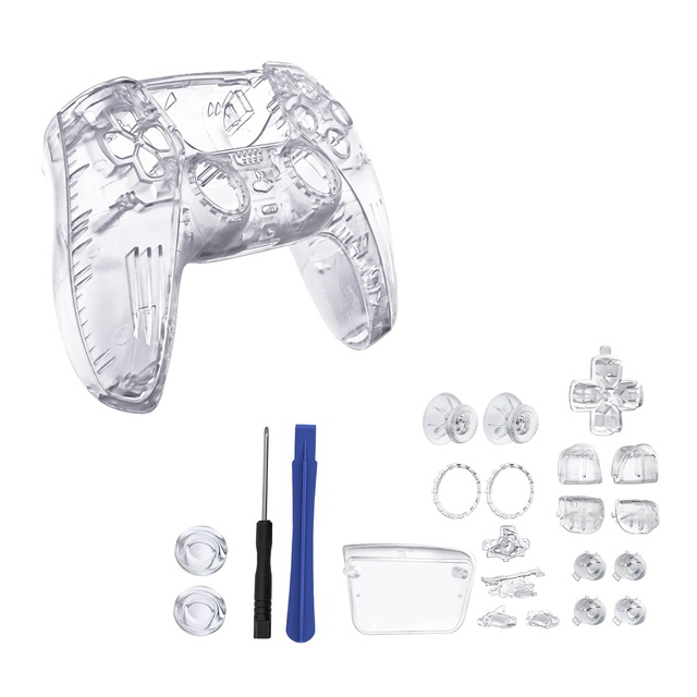 Transparent Case for PS5 Controller Gaming Accessories with Replacement Push Button Set for PS5 BDM-010 Controller