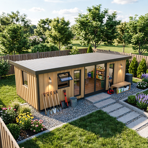 Abri de jardin préfabriqué étanche pour rangement extérieur, maisonnette avec installation facile et faible entretien - Product Image 1