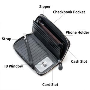 Factory Wholesale New Luxury Fashion RFID Long Ladies Card Holder <b>Wallets</b> Minimalist PU Leather Purse Custom Zipper <b>Wallet</b> <b>Women</b> - Product Image 3
