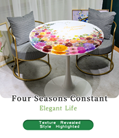 Fleurs naturelles encastrées dans la résine Hôtel Café Table d'appoint Résine époxy Table à manger artisanale