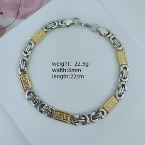Bracelet collier chaîne <span class=keywords><strong>byzantine</strong></span> en acier inoxydable plaqué or 18 carats pour hommes grande chaîne plate cubaine sans ternissement pour les anniversaires - Product Image 6
