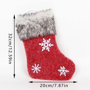 Rouge gris laine <span class=keywords><strong>bas</strong></span> de noël impression ornement suspendu pour la décoration de la maison festive en peluche arbre de noël décor vacances cadeaux bonbons - Product Image 4