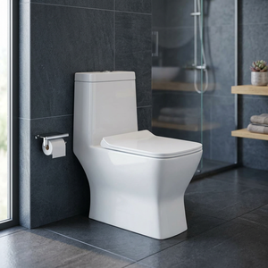 WC monobloc Specto Black Gold Ceramic à double chasse et autonettoyant, à poser au sol, pour villa - Product Image 4