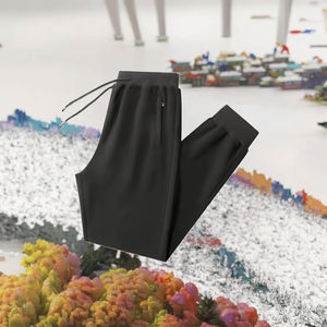 High Quality Customized Logo Jogger Pants for Men Cotton Sweat Gym Windproof Breathable Fleece Plain Dyed Flat Front Mid Waist - Product Image 3