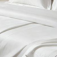 Parure de lit de luxe pour hôtel en coton égyptien 100% tissé - Drap plat, housse de couette, taie d'oreiller - Draps blancs écologiques 300TC