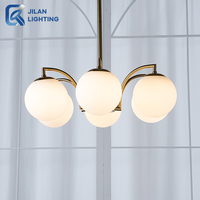 Trendy, exquisite ijzeren glazen hanglamp met eenvoudige installatie, ronde vorm, LED, voor thuis, woonkamer, restaurant.