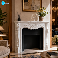 Cheminée en marbre sculptée à la main sur mesure avec motifs décoratifs pour villa de luxe – Solution de sculpture tout-en-un