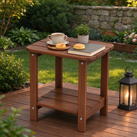 Table d'appoint de jardin Uplion Morden Square en plastique HIPS imitation bois pour terrasse, plage, appartement