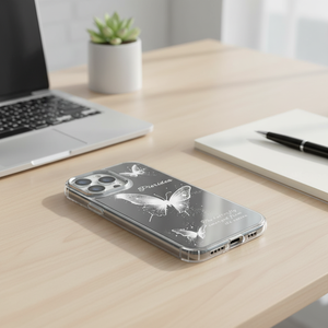 Butterfly-Shaped 3-in-1 Acrylic Mirror Case Drop-Proof Makeup Touch-Up for 17/16/13/<b>11</b> <b>Pro</b>/7 Plus-Electroplate Ins Style - Product Image 5