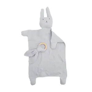 Muslin Blanket Baby Comforter Toy Animal With Teething Ring