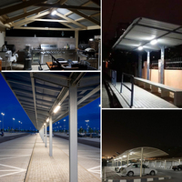 Lampe solaire à LED pour l'extérieur, IP65, avec capteur de lumière, 2600 lumens, pour entrepôt, gare routière, hangar, cour