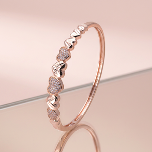 Bracelet en forme de cœur plaqué or Rose pour femmes, bijoux romantiques en strass et cristal, cadeau - Product Image 3