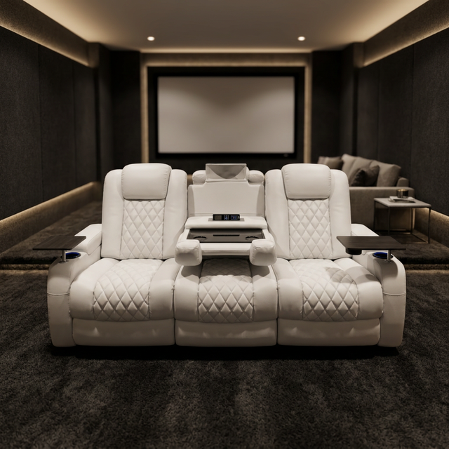 Customizable Luxury Video Room Lounge Sofa Modern Home Theater Cinema Seating with Automatic Recliner Genuine Leather