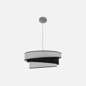 Lampada a Sospensione 2xE27 Cromo/Bianco-Nero 50x50 cm - Illuminazione Decorativa per Ambienti Moderni e Funzionali - Product Image 1