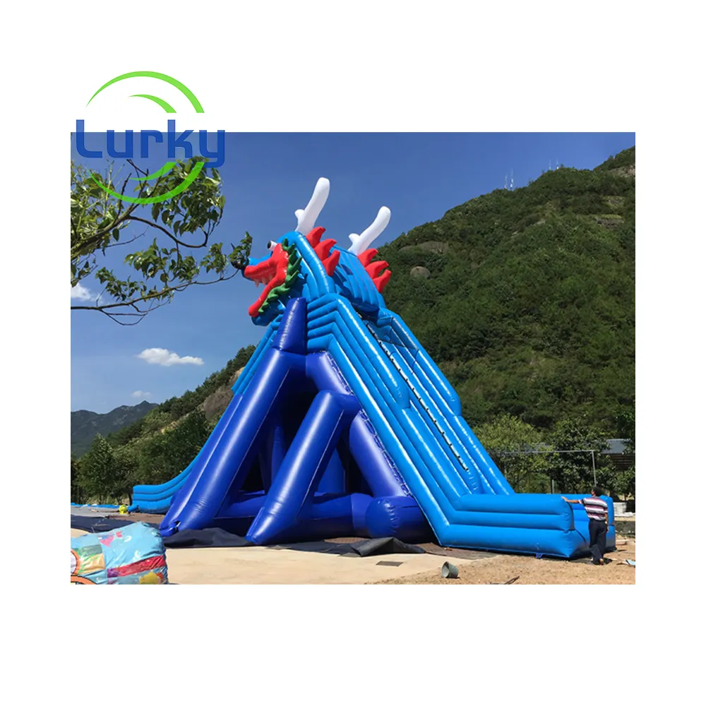 Outdoor water park large inflatable Dragon's Head water slide combination movable bracket pool trampoline pool swimming pool