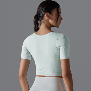 Hauts pour femmes séchage rapide respirant course sport t-shirts à manches courtes <span class=keywords><strong>haut</strong></span> <span class=keywords><strong>de</strong></span> fitness hauts <span class=keywords><strong>de</strong></span> yoga pour les femmes - Product Image 4