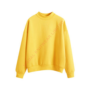 Vente en gros de sweat-shirt d'hiver à la mode en coton uni pour femmes avec logo personnalisé sweat-shirt en molleton surdimensionné pour femmes - Product Image 1