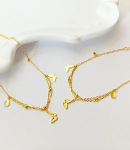 Xinfly Pulseras de Cadena con Hojas y Mariposas de Oro Real de 18K de Alta Calidad para Mujer - Product Image 4