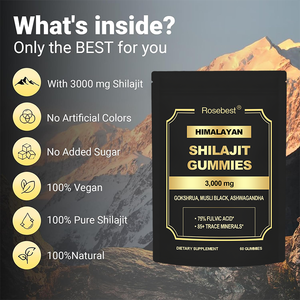 Rosebest Halal Certified 3000mg Pure Himalayan Shilajit Gold Resin Gummy <strong>Supplement</strong> with KSM 66 Ashwagandha and 75% Fulvic Acid - Product Image 2
