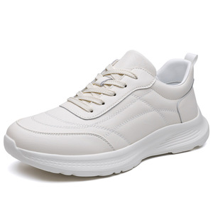 Zapatillas informales con cordones y suela blanca para hombre, calzado deportivo cómodo para el tiempo libre, diseño de costuras de color sólido - Product Image 5