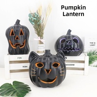 Juego de Faroles de Calabaza de Plástico con Luces LED para Halloween, Decoraciones de Araña para Interiores y Exteriores, para Fiestas, Hogar y Jardín, OEM