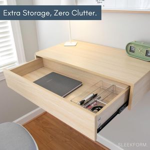 <span class=keywords><strong>Escritorio</strong></span> <span class=keywords><strong>Flotante</strong></span> Moderno de Pared <span class=keywords><strong>con</strong></span> Cajón Integrado. Versátil como Estación de Trabajo, <span class=keywords><strong>con</strong></span> Laminado <span class=keywords><strong>con</strong></span> Patrón de Roble Blanco de Primera Calidad - Product Image 6