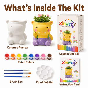 Kit complet de peinture céramique DIY : Livre de modèles de pots pour animaux et <span class=keywords><strong>plantes</strong></span> succulentes, peintures, pinceaux, palette – Écologique pour la maison, le jardin et les enfants - Product Image 3