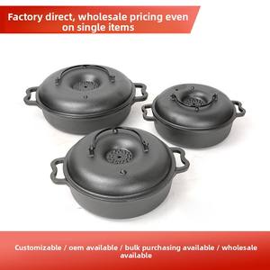 Olla <span class=keywords><strong>para</strong></span> Asar Batata y Castañas de Hierro Fundido Aislada y Sin Recubrimiento, 24cm 26cm, Vaporera, Sartén, Venta al Por Mayor del Fabricante - Product Image 2