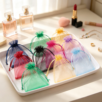 Sacs cadeaux en organza imprimés sur mesure avec cordon de serrage, pochettes en maille transparente pour bijoux, cosmétiques, petits cadeaux de fête, rangement