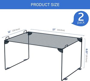 Gói 2 Double-Tier Kim Loại Lưới Tủ Kệ Tổ Chức Stackable Lưu Trữ Nhà Bếp Tủ Quần Áo Văn Phòng Cuốn Sách Không Gian-Tùy Chỉnh Thiết Kế - Product Image 2