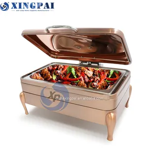 XINGPAI hotel buffet equipment indian copper chafing dishes stainless steel buffet 9 L cheffing dishes for restaurant
