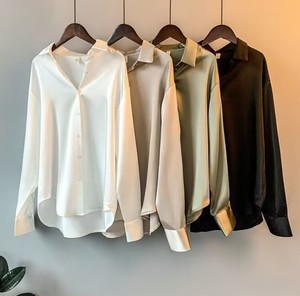 Kemeja Satin Kasual Lengan Panjang Vintage Terbaru untuk Wanita - Product Image 2