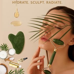 Jade Facial Roller for Anti-Aging <b>Massage</b> & Body Natural Green Beauty <b>Tool</b> - Product Image 4