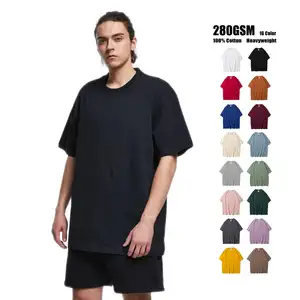 T-shirt a maniche corte con spalle scoperte da 280g con LOGO personalizzato di alta qualità 100% t-shirt Oversize da uomo in cotone semplice