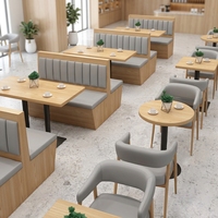 Divano Moderno in Legno Massello per Ristoranti, Tavolo da Pranzo e Sedie, Panca Bifacciale per Hotel, Fast Food e Caffetterie