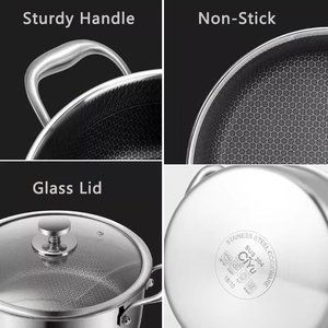 Casserole en nid d'abeille 26/28/30cm de qualité alimentaire casserole de cuisine en acier inoxydable 304 marmite à soupe casserole avec couvercle - Product Image 5