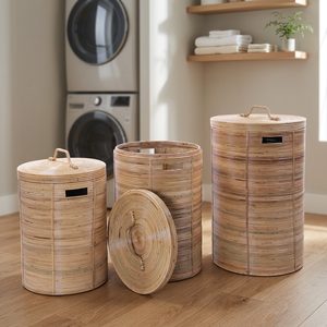 High Quality Rattan Wicker Laundry Basket Made of Rattan Jawit with Fabric Lining Inside with Lid From Indonesia - Product Image 3