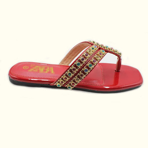Alta calidad Pintoe punta abierta verano nuevo Color diamantes de imitación Vintage ropa de playa antideslizante moda Zapatillas de mujer - Product Image 4