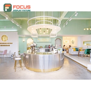 High Capacity Cafe Service <b>Counter</b> Tempered Glass Panel Cup Lid Condiment Zone Front Service <b>Counter</b> - Product Image 5