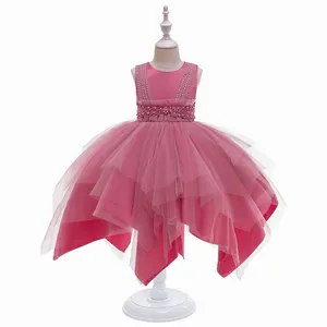 MQATZ Wholesale Baby Ballerina Floral Lace Dress Peach Sleeveless Tulle Princess Girls Dress Party