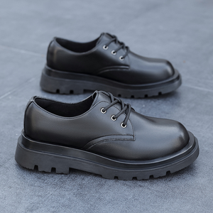 Zapatos Derby de Estilo Británico para Hombre, de Cuero Genuino, con Punta Ancha, Negros, Casuales, con Suela Gruesa y Cierre Deslizante - Product Image 3