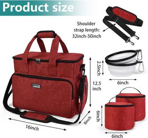 Fournitures de voyage pour animaux de compagnie, sac à dos de voyage pour animaux de compagnie avec 2 bols pliables en silicone et 2 paniers à nourriture rose - Product Image 5