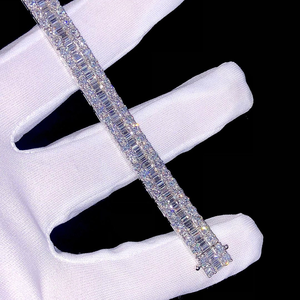 Exclusive 925 Sterling Silver Bracelet Featuring Round Cut Moissanite Cuban Link Design for <b>Men</b> Women and Gifts - Product Image 1