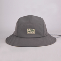 Topi Bucket Boonie Aussie 5 Panel Custom, Laser Cut, Bernapas, Pinggiran Lebar, Tali Pengikat Belakang yang Dapat Disesuaikan, untuk Hiking dan Memancing