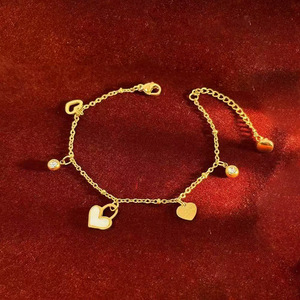 Bracciale con ciondolo con cuore presbiopia in acciaio inossidabile placcato oro e stile alla moda, personalizzato, gioielli 24K da donna - Product Image 6